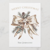 Elegant Personalized Christmas Bow Card  Kaart (Voorkant)