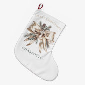 Elegant Personalized Christmas Stocking Grote Kerstsok (Voorkant (Hangend))