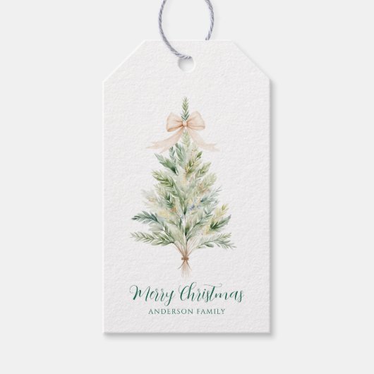 Elegant  Personalized Christmas Tree Cadeaulabel (Voorkant)
