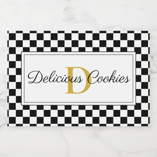 Elegant Personalized Food Label with Monogram Desi Voedselcontainer Etiket (Enkel label)