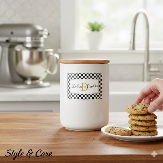 Elegant Personalized Food Label with Monogram Desi Voedselcontainer Etiket