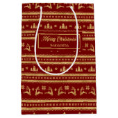 Elegant Personalized Holiday Paper Gift Bag Luxe Medium Cadeauzakje (Voorkant)