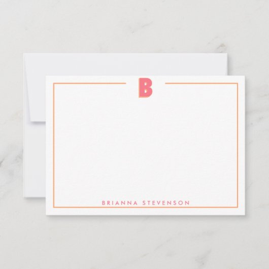 Elegant Personalized Monogram 3D Letter B Initial Notitiekaartje (Voorkant)