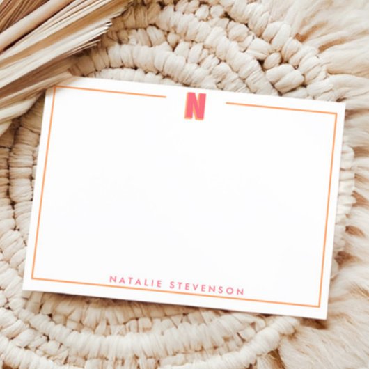 Elegant Personalized Monogram 3D Letter N Initial  Notitiekaartje