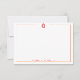 Elegant Personalized Monogram 3D Letter Q Initial  Notitiekaartje