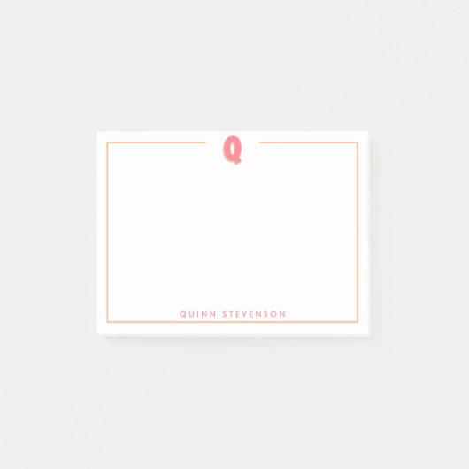 Elegant Personalized Monogram 3D Letter Q Initial Post-it® Notes (Voorkant)