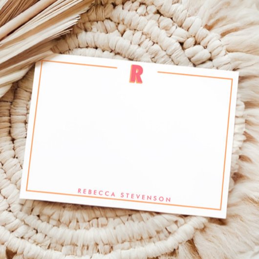 Elegant Personalized Monogram 3D Letter R Initial  Notitiekaartje