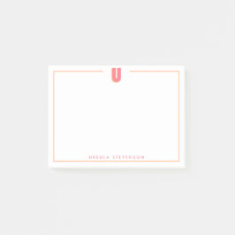 Elegant Personalized Monogram 3D Letter U Initial  Post-it® Notes