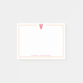 Elegant Personalized Monogram 3D Letter V Initial  Post-it® Notes