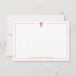 Elegant Personalized Monogram 3D Letter Y Initial  Notitiekaartje