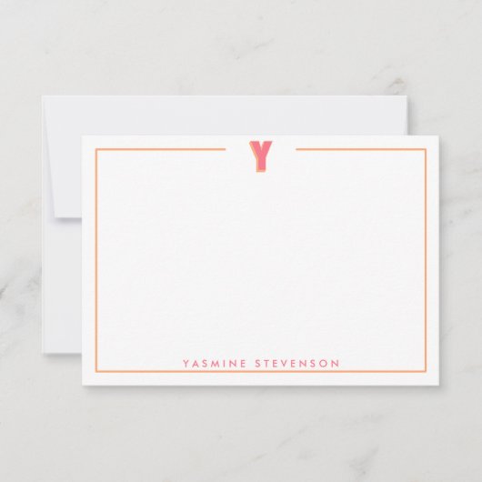 Elegant Personalized Monogram 3D Letter Y Initial Notitiekaartje (Voorkant)