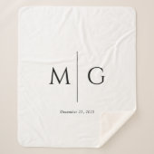 Elegant Personalized Monogram Date Sherpa Blanket Sherpa Deken (Voorkant)