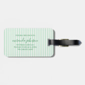 Elegant Personalized Monogram Green Stripe Bagagelabel (Achterkant horizontaal)