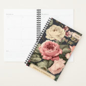 Elegant Personalized Pink & Ivory Dark Floral Planner (Display)