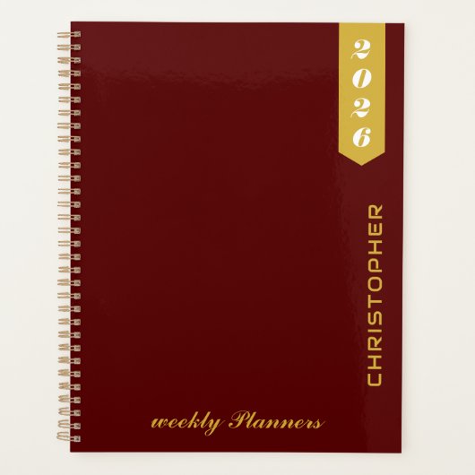 Elegant Personalized Professional Script Maroon Planner (Voorkant)