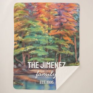 Elegant Personalized Waterverf Family Name Est. Sherpa Deken