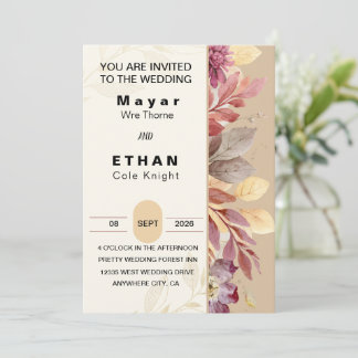 Elégant Personnalisable Mariage Floral Invitation