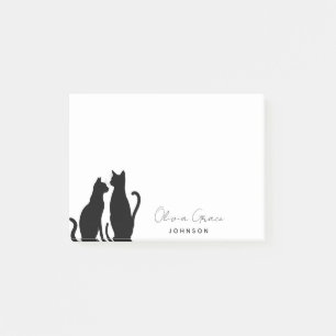 Élégant personnalisation Chat Silhouette Post-it N