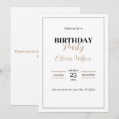 Elégant Personnalisé Anniversaire Invitation (Devant / Derrière)
