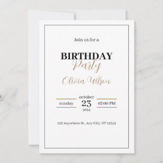 Elégant Personnalisé Anniversaire Invitation