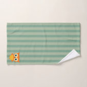 Elégant personnalisé jaune hiboux vert lignes enfa (Serviette à main)