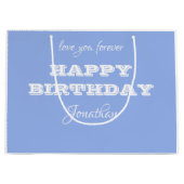 Elégant Personnalisé Joyeux Anniversaire Bleu Sac  (Devant)