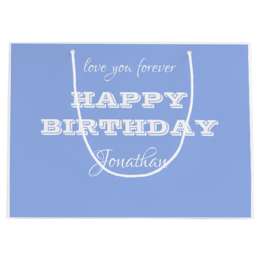 Elégant Personnalisé Joyeux Anniversaire Bleu Sac  (Devant)