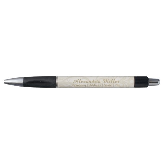 Elegant, persoonlijk beige en Linen Swirl Patroon Pen (Voorkant)