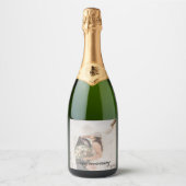 Elegant Persoonlijk Jubileum voor huwelijk Foto Sparkling Wijnetiket (Voorkant)