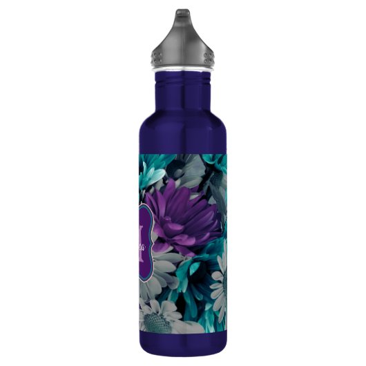 Elegant persoonlijk Paarse en blauwe bloemen Waterfles (Rechts)