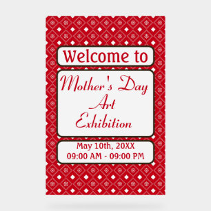 Elegant Persoonlijk Rood Wit Patroon Acryl Bord