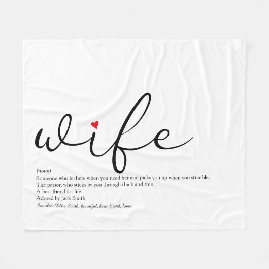 Elegant Persoonlijk Script Rode Liefdeshart Fleece Deken (Voorkant (Horizontaal))