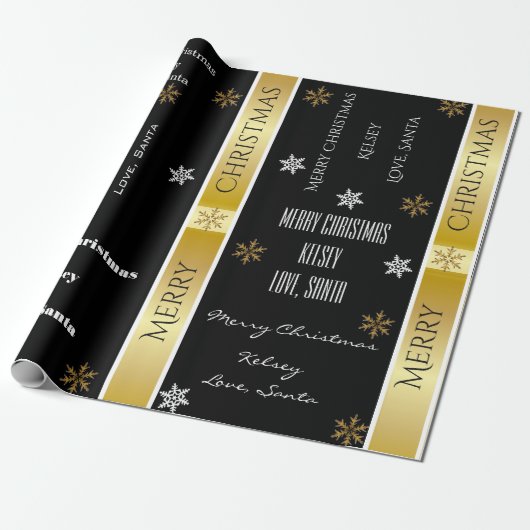 Elegant persoonlijke kerstman cadeaupapier (Uitgerold)