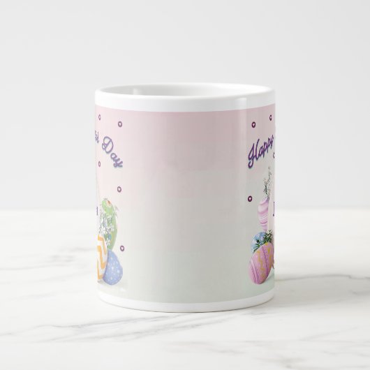 Elegant persoonlijke naam Happy Easter Day Extra Grote Beker (Voorkant)