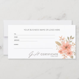Elegant Perzik Bloemen Logo Cadeaubon
