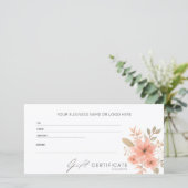 Elegant Perzik Bloemen Logo Cadeaubon (Staand voorkant)