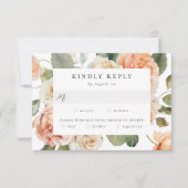 Elegant Perzik en Ivoor Roos Maaltijd Keuze Bruilo RSVP Kaartje (Voorkant)