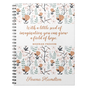 Elegant Perzik Inspirerend Hoop Quote Bloemenkunst Notitieboek