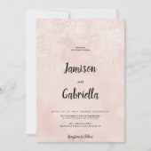 Elegant perzik wit bloemkant lijst Bruiloft Kaart (Voorkant)