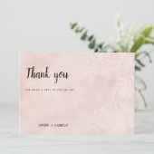 Elegant perzik wit bloemkant lijst Dank u Kaart (Staand voorkant)