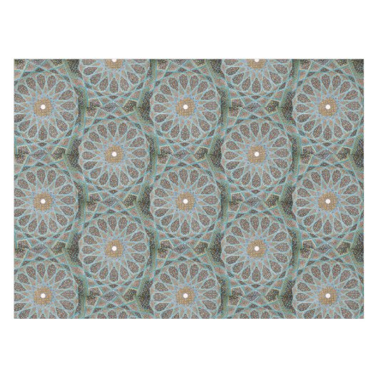 Elegant Perzisch Blauw Arabesk Oosters Patroon Tafelkleed (Voorkant (Horizontaal))