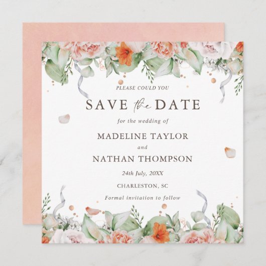 Elegant Perzische Waterverf sparen de Datum Save The Date (Voorkant / Achterkant)