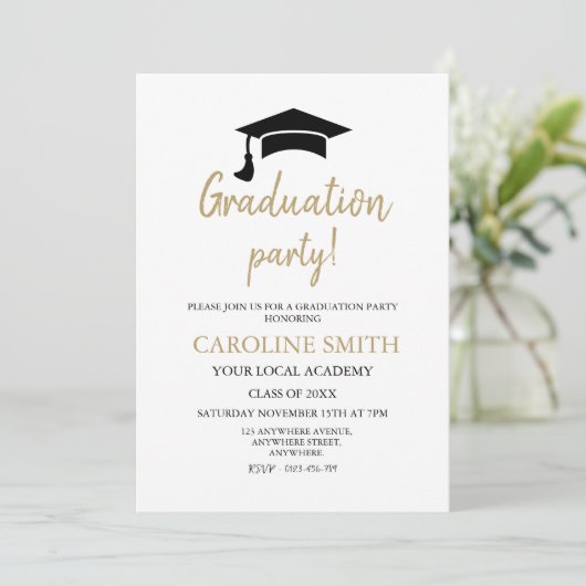 Elegant Pet Graduation Party Invitation Kaart (Staand voorkant)