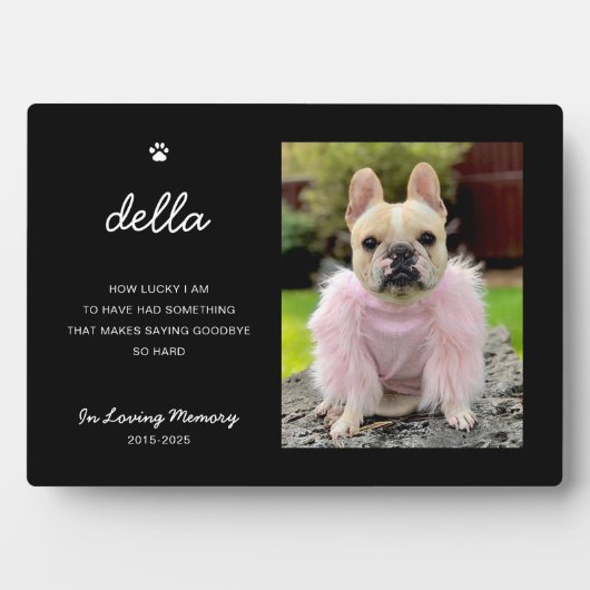 Elegant Pet Memorial | Photo Keepsake Plaque (Devant)