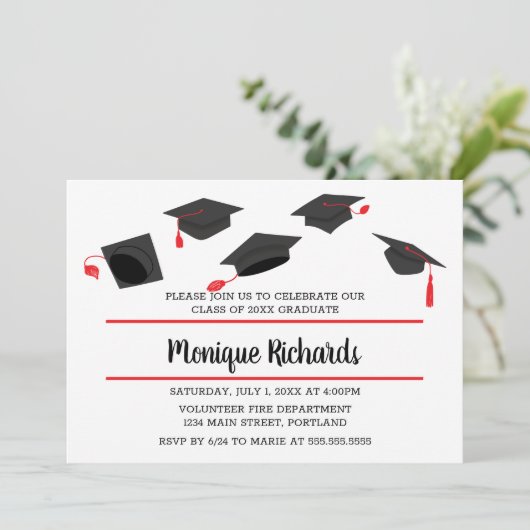 Elegant Pet TOSS Graduation Party Uitnodiging (Staand voorkant)