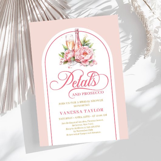 Elegant petals and prosecco blush gold bridal card kaart