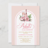 Elegant petals and prosecco blush gold invitation kaart (Voorkant)