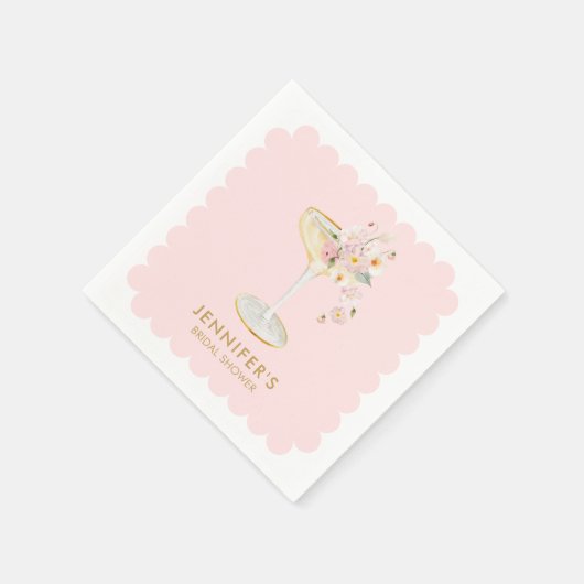 Elegant Petals en Prosecco Vrijgezellenfeest Servet (Hoek)