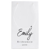 Élégant petit sac cadeau de Bridesmaid | Blanc noi (Dos)