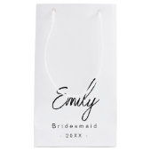 Élégant petit sac cadeau de Bridesmaid | Blanc noi (Devant)